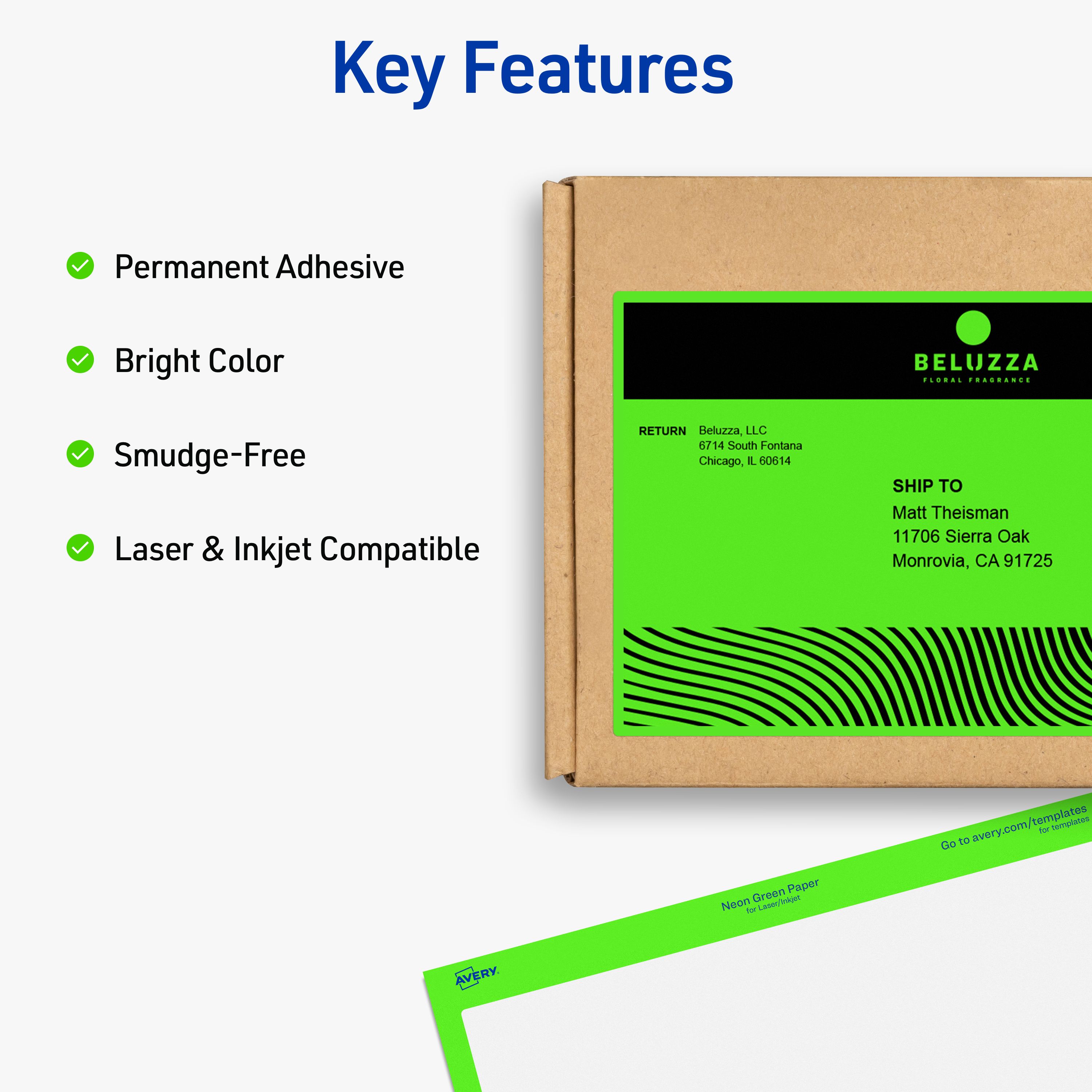 Neon Green Labels, 5-1/2